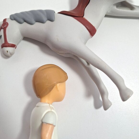 Little Tikes Horse 2 Riders Boy Figure Jockey Gray Dapple Pony Vintage Lot - Picture 11 of 13